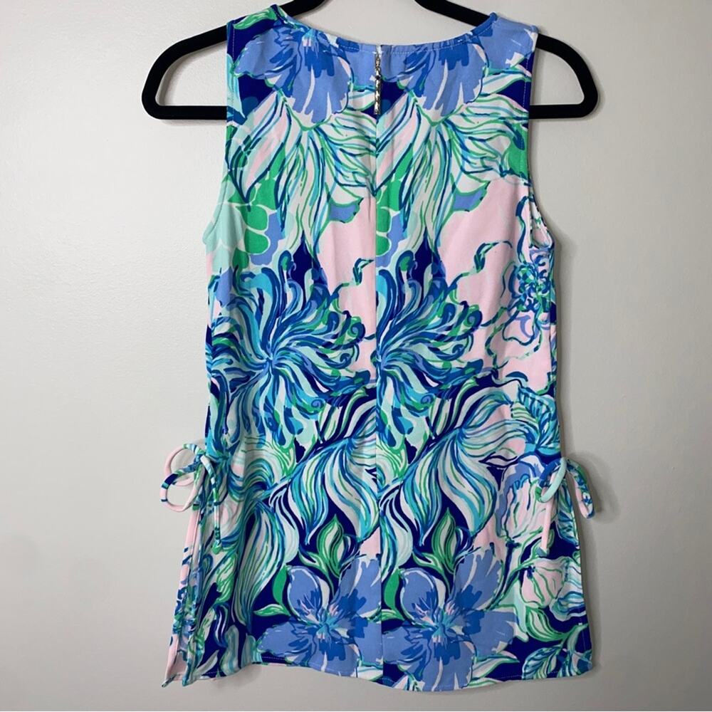 Lilly Pulitzer Donna Top Multi Party Thyme Tie Side Tunic Sleeveless Tank XS - Picture 7 of 12